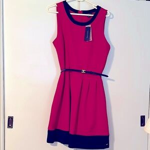 Tommy Hilfiger Red and Navy Fit and Flare Dress